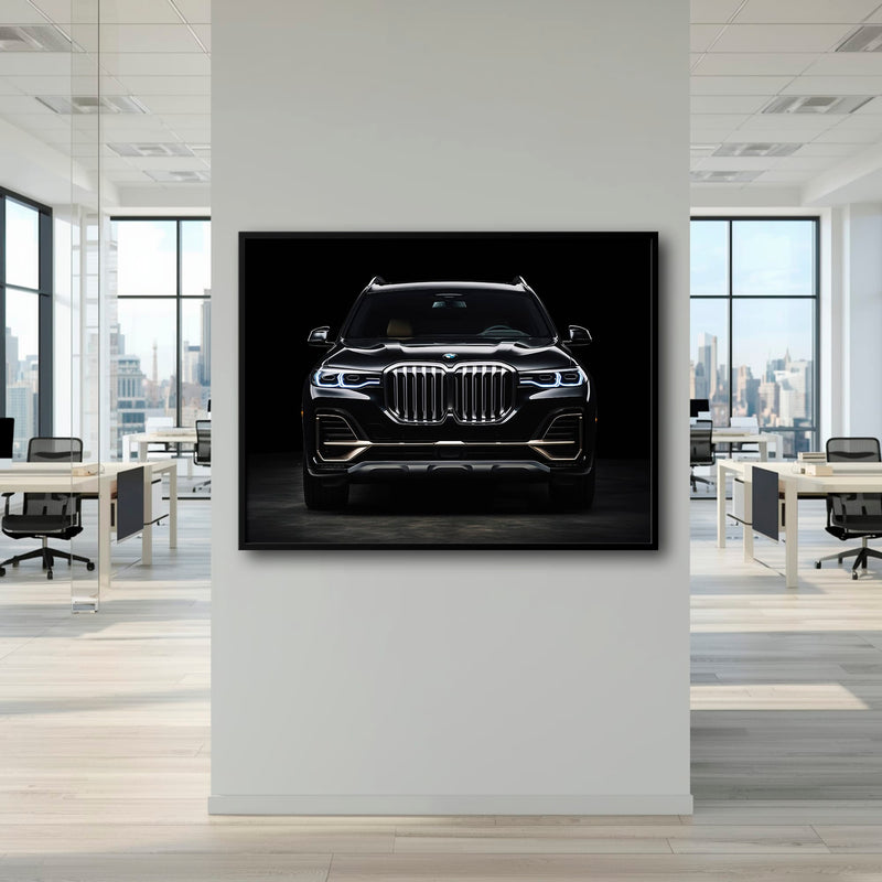 BMW X7 Midnight Grille Wall Art – Black Luxury SUV Canvas Print Cars