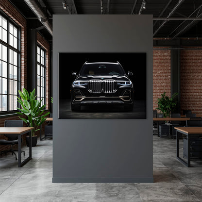 BMW X7 Midnight Grille Wall Art – Black Luxury SUV Canvas Print Cars