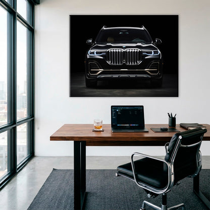 BMW X7 Midnight Grille Wall Art – Black Luxury SUV Canvas Print Cars