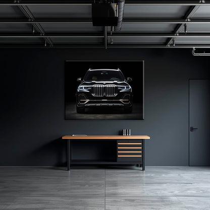 BMW X7 Midnight Grille Wall Art – Black Luxury SUV Canvas Print Cars