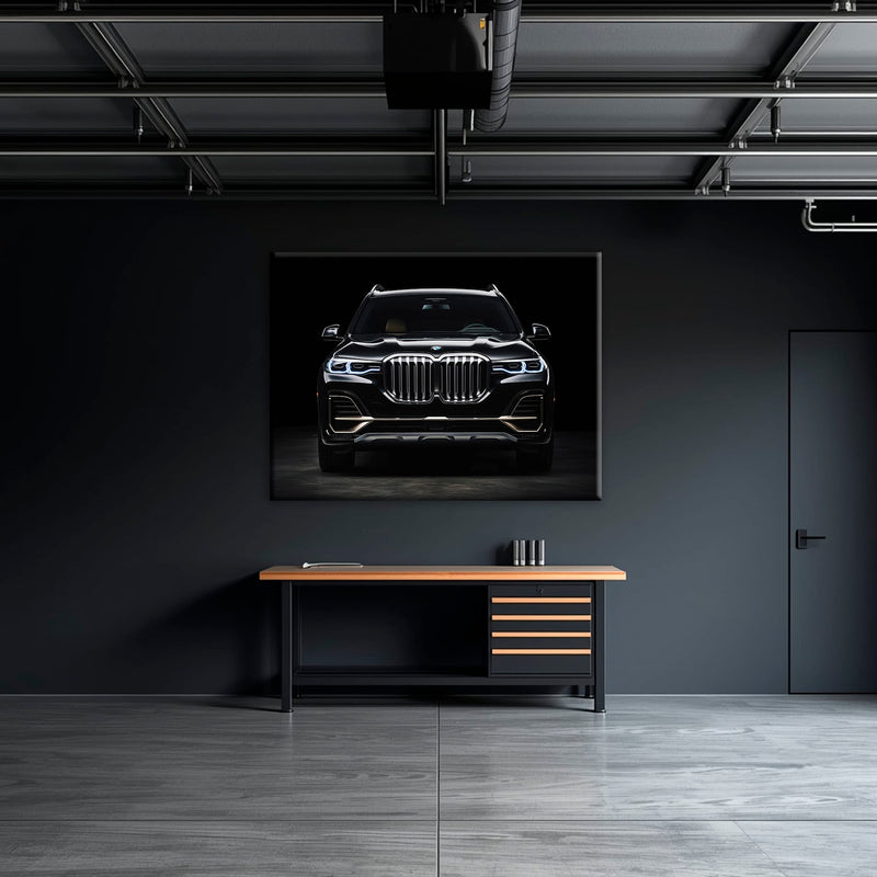 BMW X7 Midnight Grille Wall Art – Black Luxury SUV Canvas Print Cars