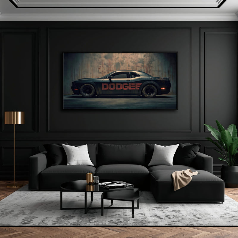 Dodge Challenger Shadowline Wall Art – Black Muscle Car Canvas Print Cars