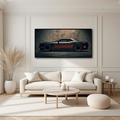Dodge Challenger Shadowline Wall Art – Black Muscle Car Canvas Print Cars