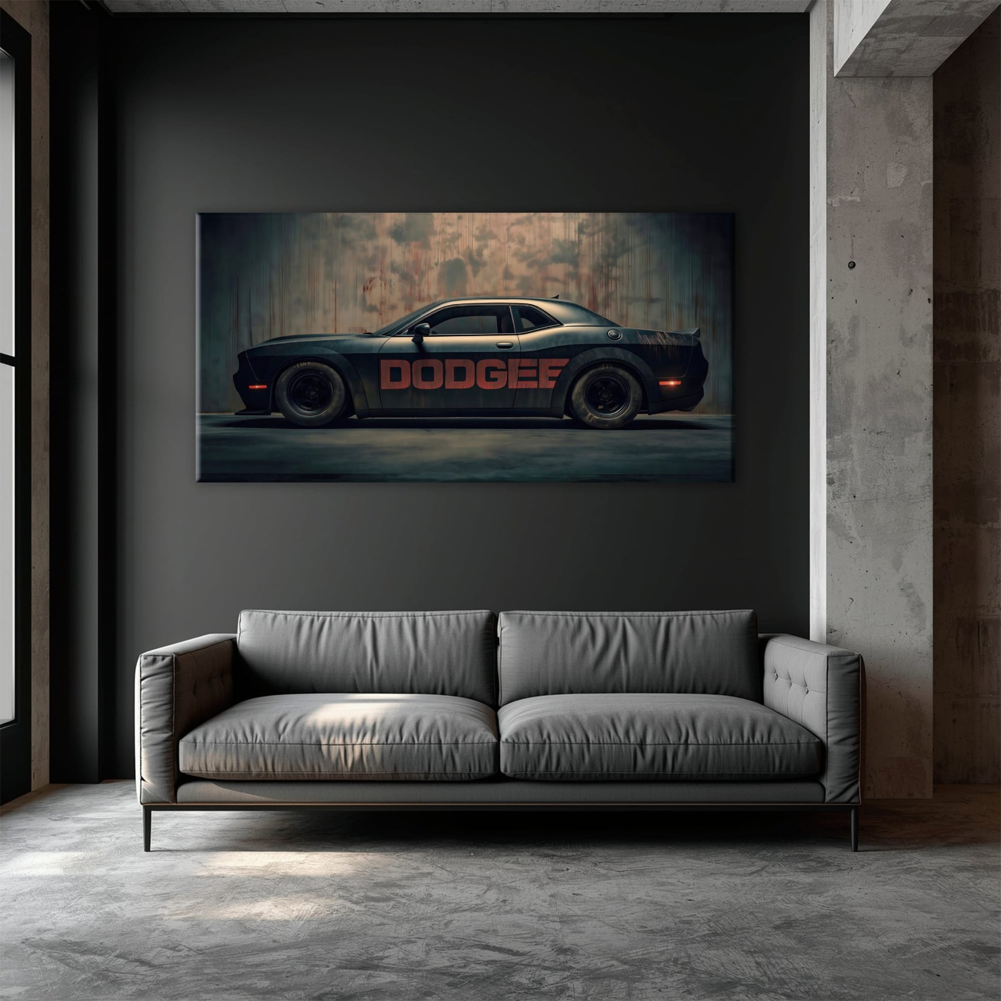 Dodge Challenger Shadowline Wall Art – Black Muscle Car Canvas Print Cars