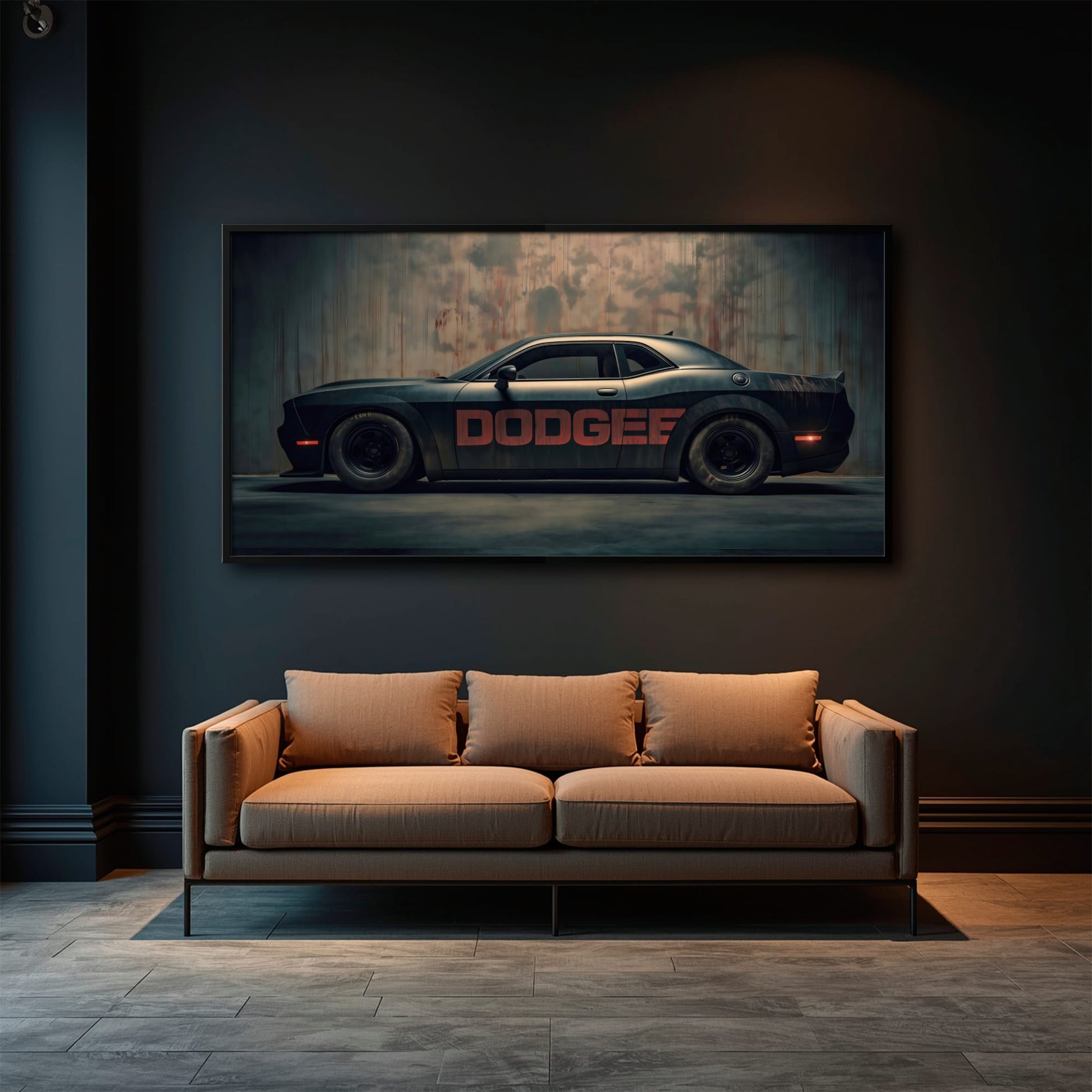 Dodge Challenger Shadowline Wall Art – Black Muscle Car Canvas Print Cars