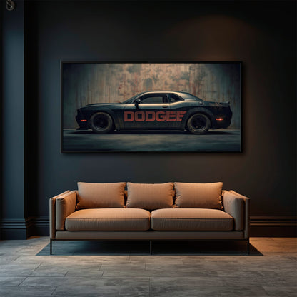 Dodge Challenger Shadowline Wall Art – Black Muscle Car Canvas Print Cars