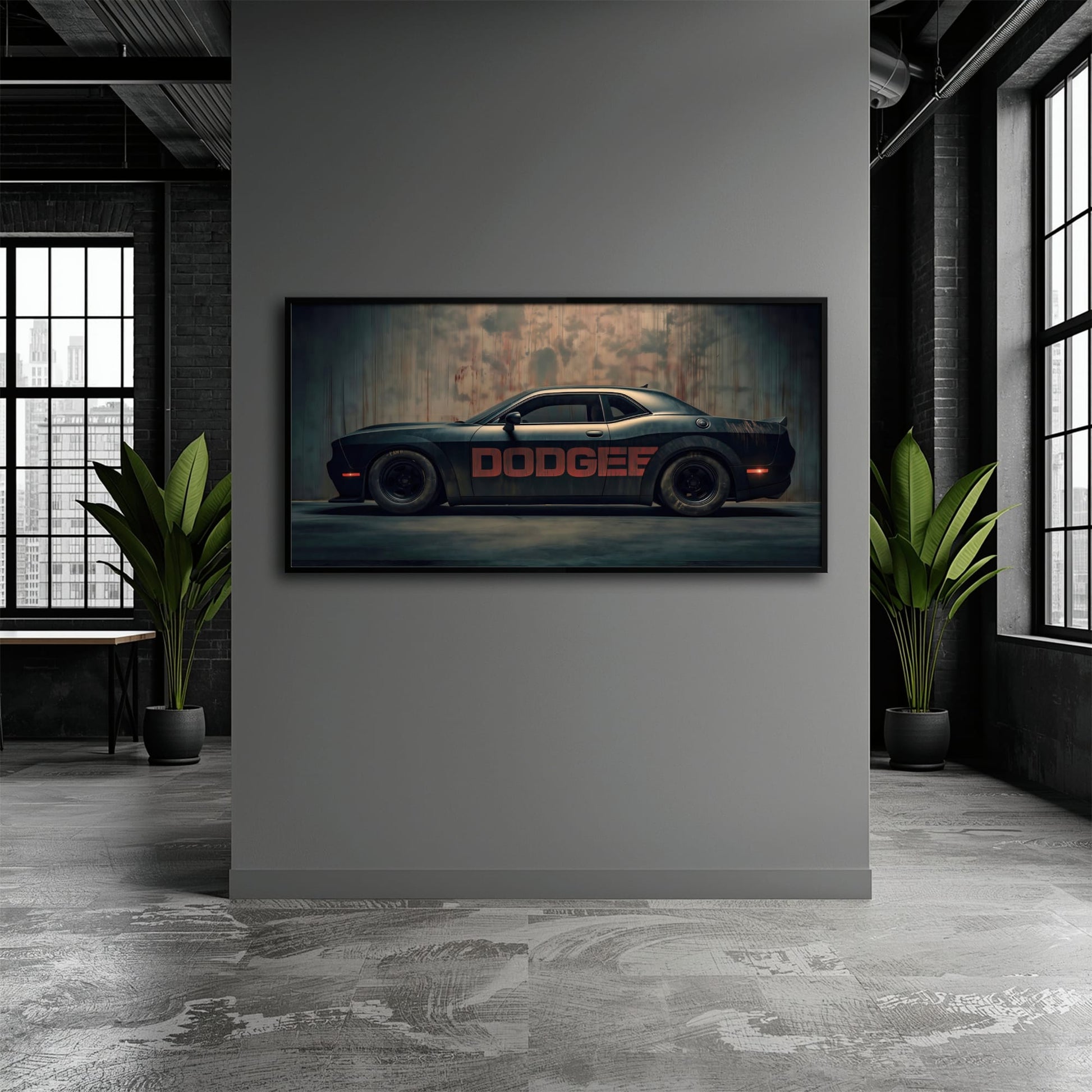 Dodge Challenger Shadowline Wall Art – Black Muscle Car Canvas Print Cars