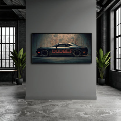 Dodge Challenger Shadowline Wall Art – Black Muscle Car Canvas Print Cars