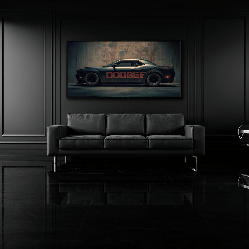 Dodge Challenger Shadowline Wall Art – Black Muscle Car Canvas Print Cars