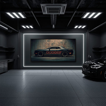 Dodge Challenger Shadowline Wall Art – Black Muscle Car Canvas Print Cars