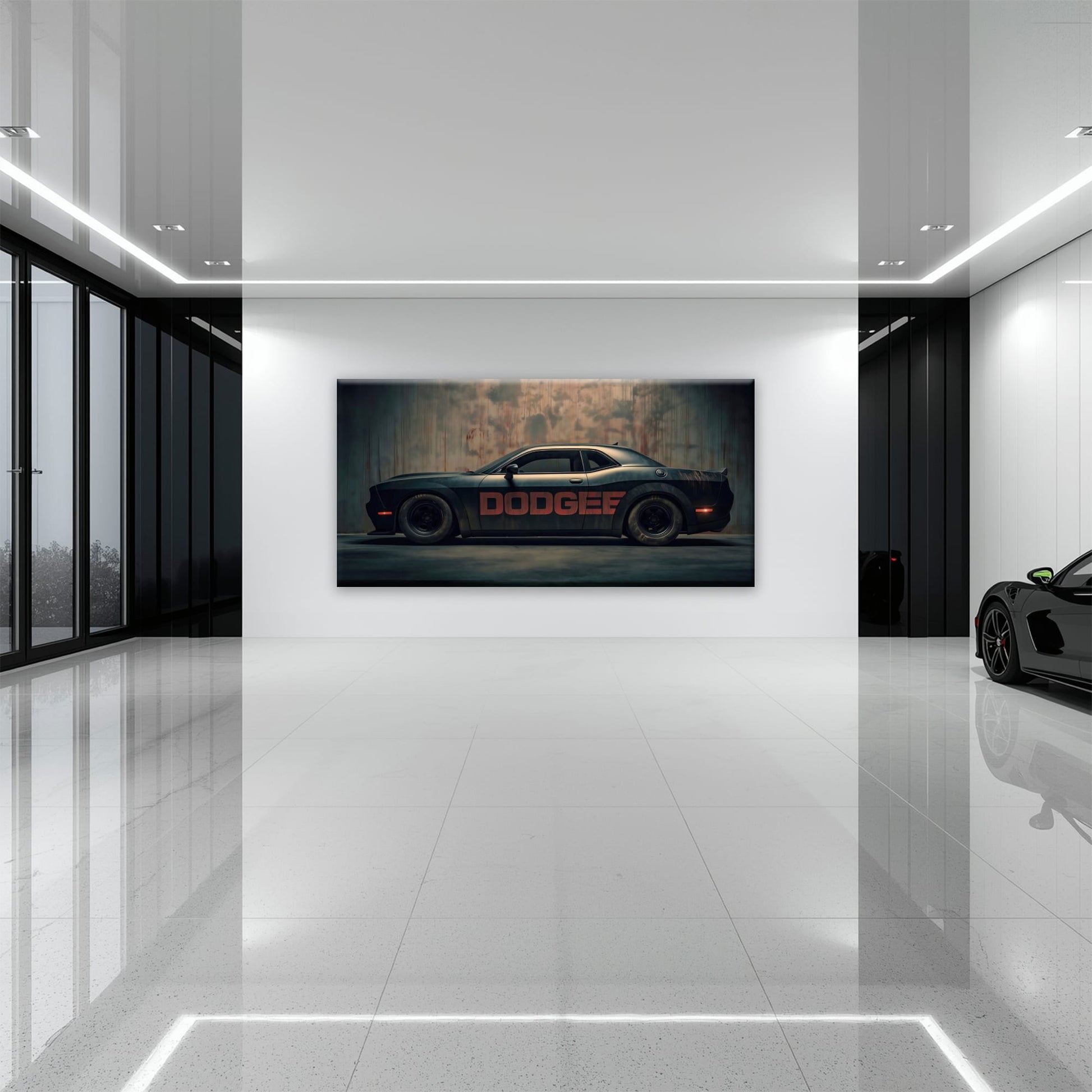 Dodge Challenger Shadowline Wall Art – Black Muscle Car Canvas Print Cars