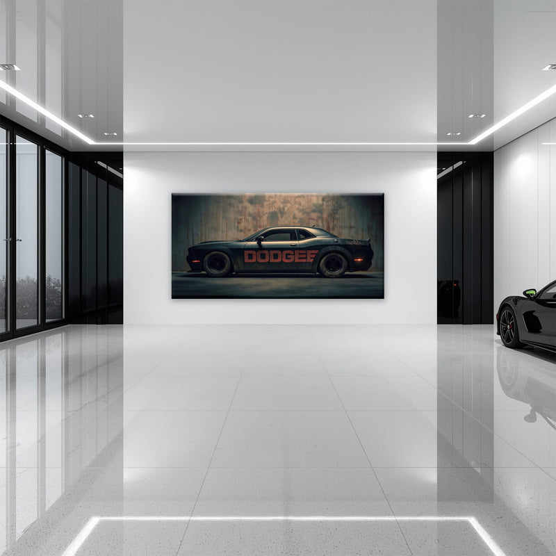 Dodge Challenger Shadowline Wall Art – Black Muscle Car Canvas Print Cars