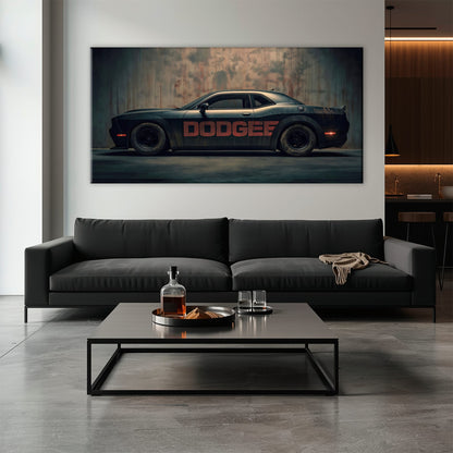 Dodge Challenger Shadowline Wall Art – Black Muscle Car Canvas Print Cars