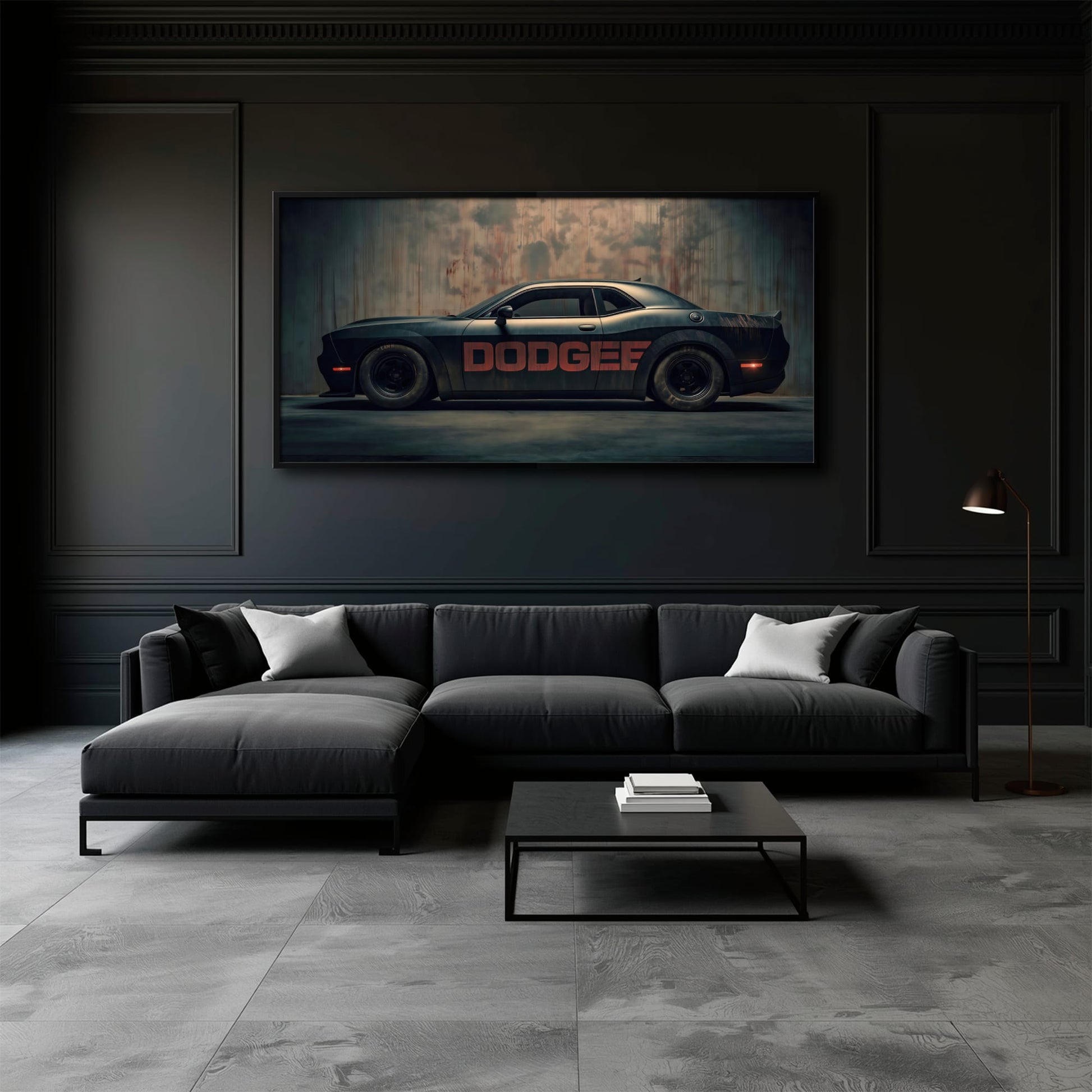 Dodge Challenger Shadowline Wall Art – Black Muscle Car Canvas Print Cars