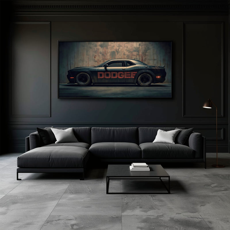 Dodge Challenger Shadowline Wall Art – Black Muscle Car Canvas Print Cars