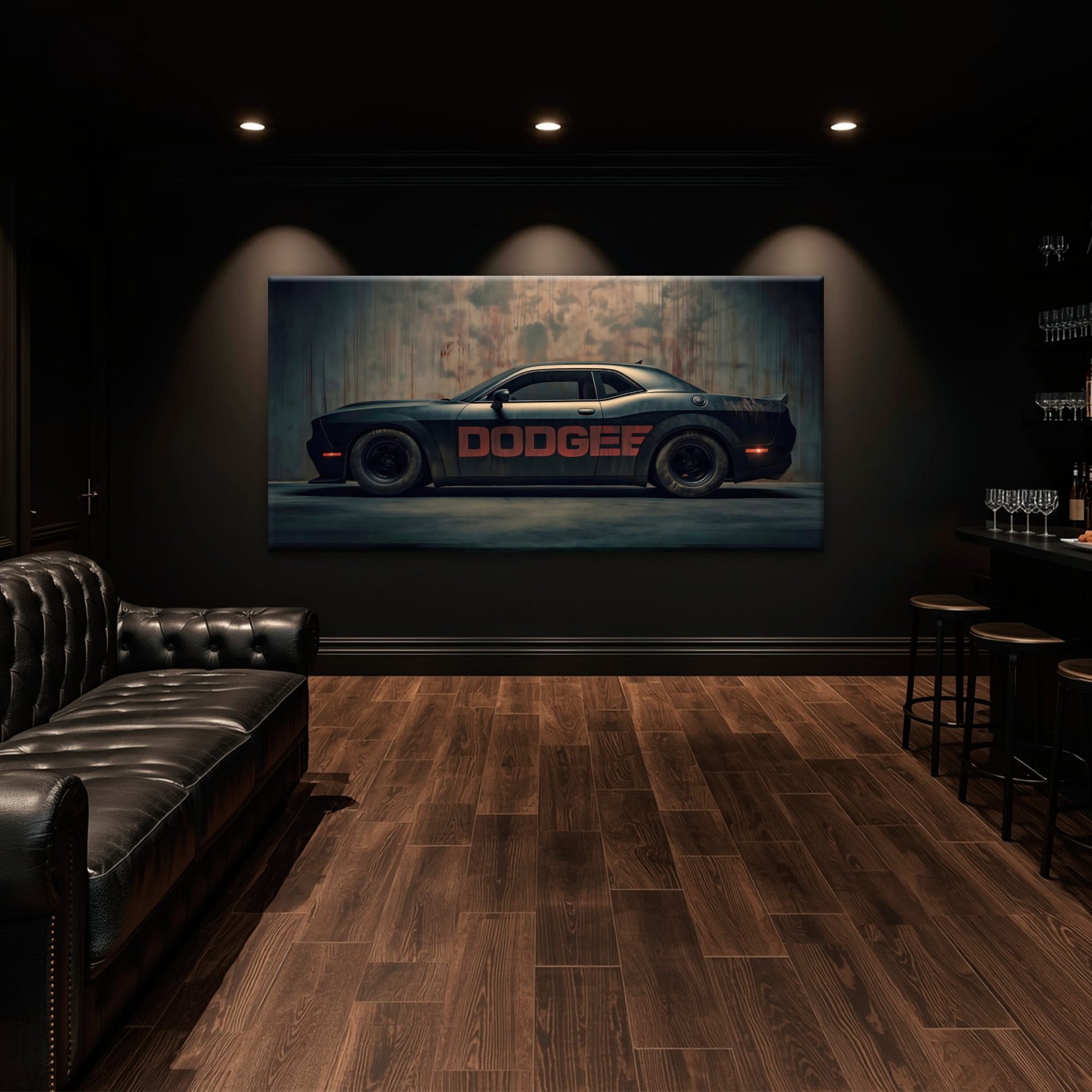 Dodge Challenger Shadowline Wall Art – Black Muscle Car Canvas Print Cars