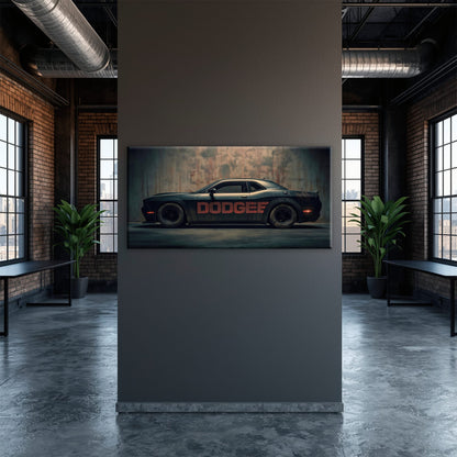 Dodge Challenger Shadowline Wall Art – Black Muscle Car Canvas Print Cars