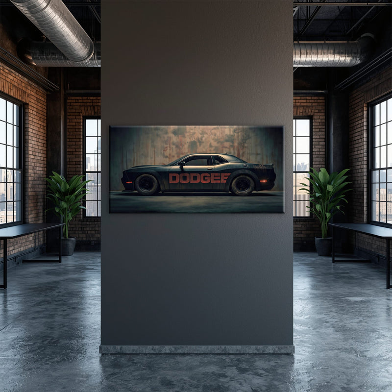 Dodge Challenger Shadowline Wall Art – Black Muscle Car Canvas Print Cars