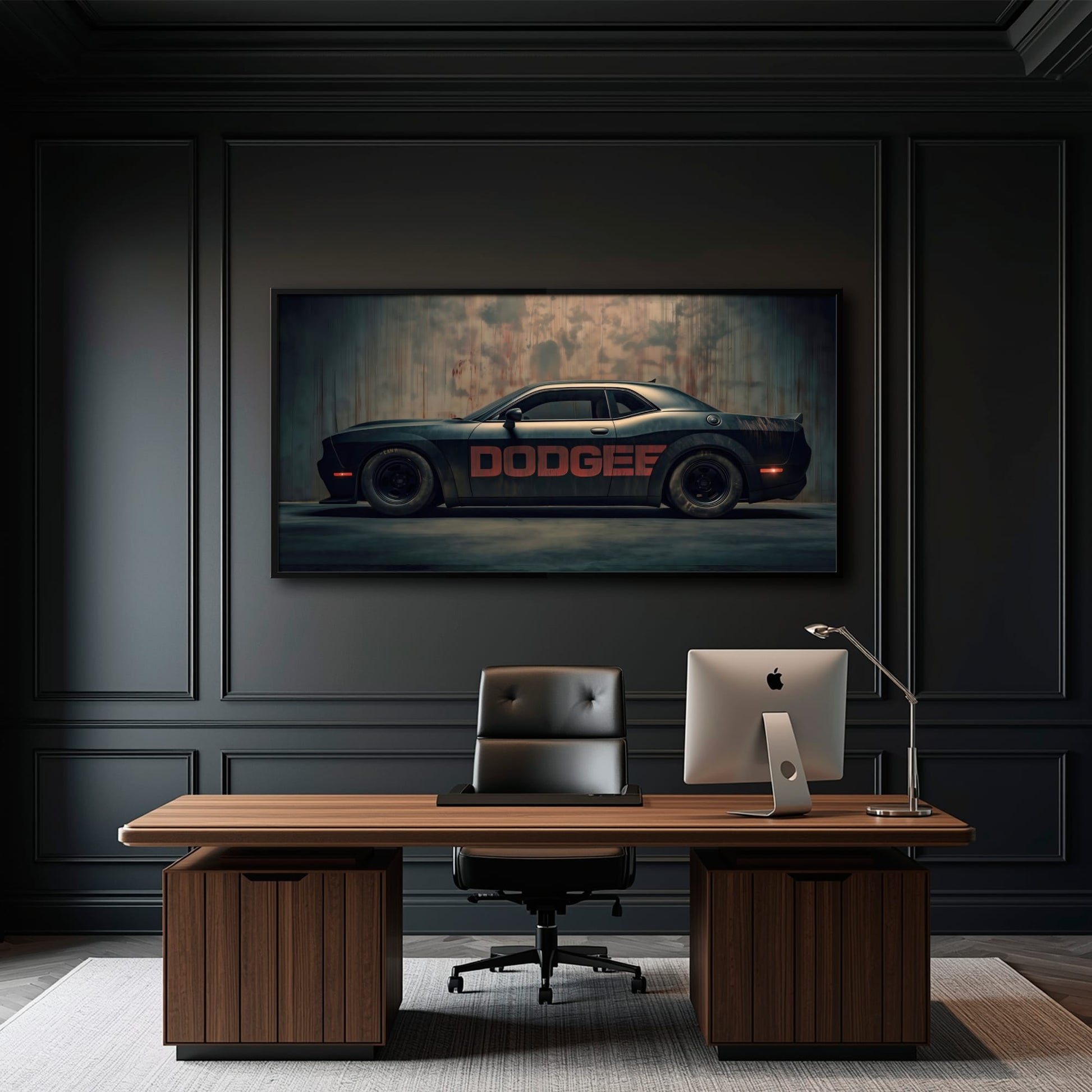 Dodge Challenger Shadowline Wall Art – Black Muscle Car Canvas Print Cars