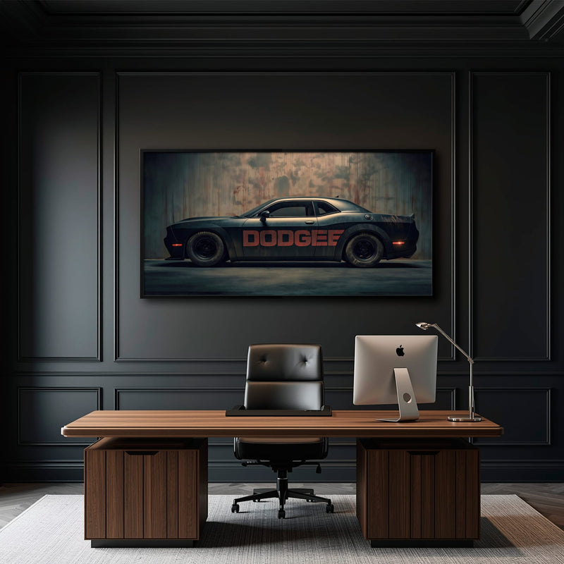 Dodge Challenger Shadowline Wall Art – Black Muscle Car Canvas Print Cars