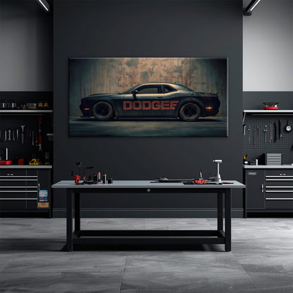 Dodge Challenger Shadowline Wall Art – Black Muscle Car Canvas Print Cars