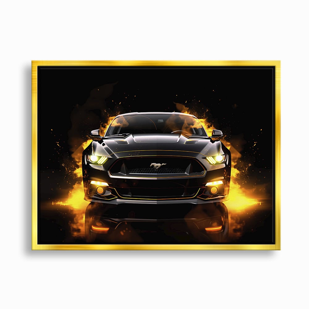 Ford Mustang Inferno Stare Wall Art – Black Muscle Car Canvas Print Cars
