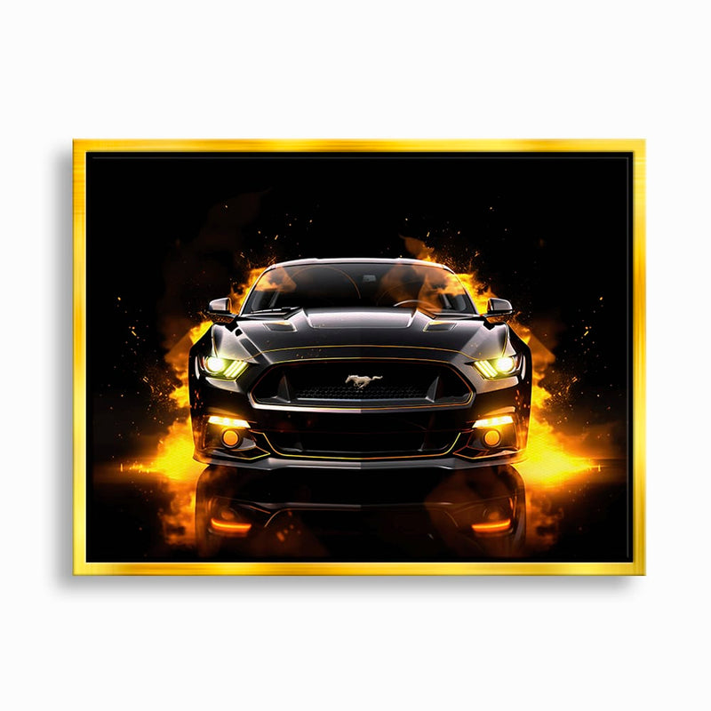 Ford Mustang Inferno Stare Wall Art – Black Muscle Car Canvas Print Cars