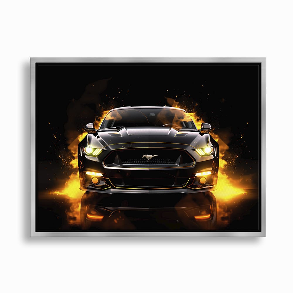 Ford Mustang Inferno Stare Wall Art – Black Muscle Car Canvas Print Cars
