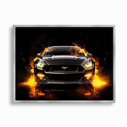 Ford Mustang Inferno Stare Wall Art – Black Muscle Car Canvas Print Cars