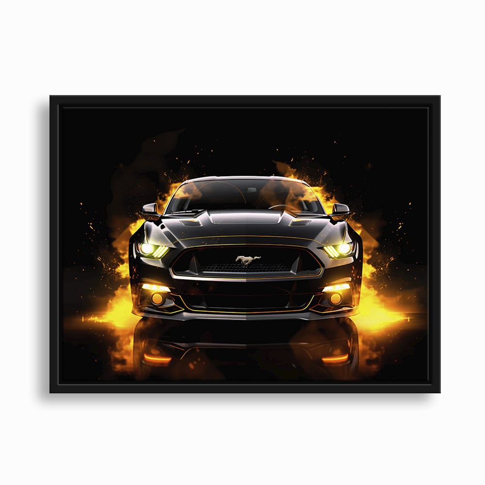 Ford Mustang Inferno Stare Wall Art – Black Muscle Car Canvas Print Cars
