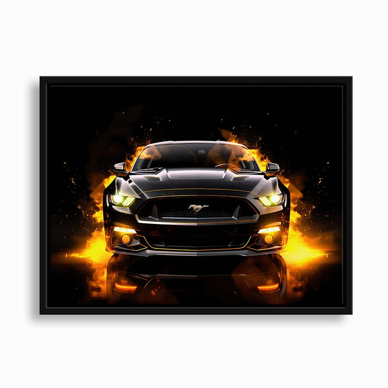 Ford Mustang Inferno Stare Wall Art – Black Muscle Car Canvas Print Cars