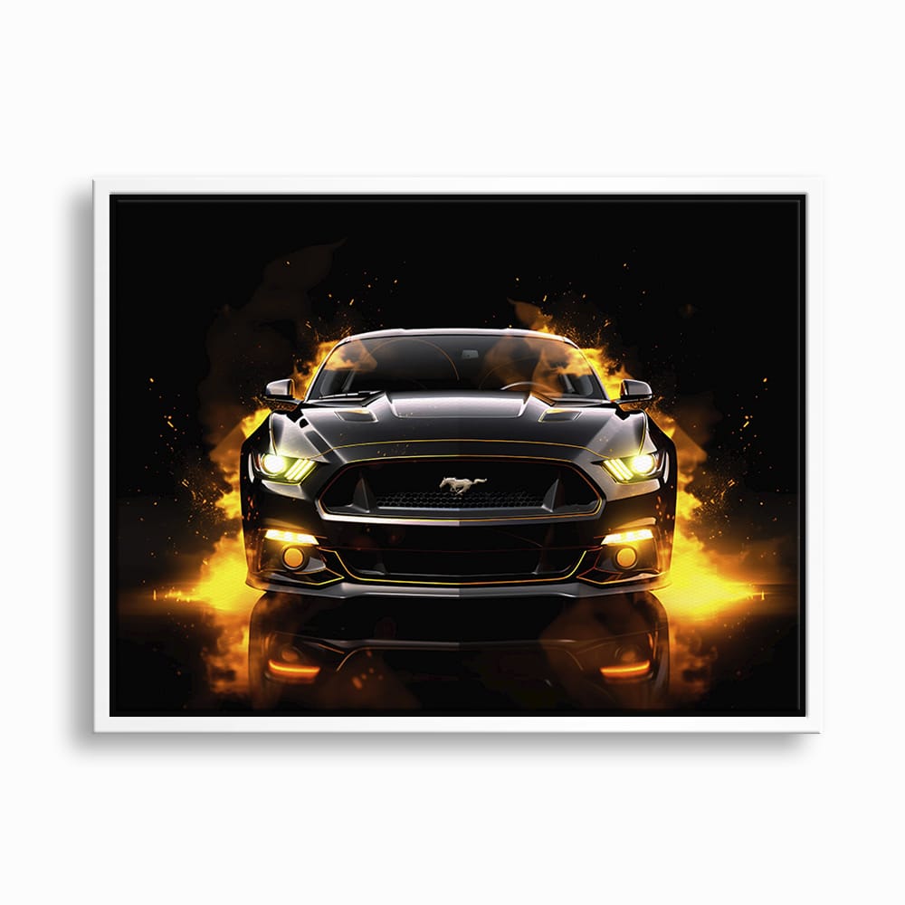 Ford Mustang Inferno Stare Wall Art – Black Muscle Car Canvas Print Cars