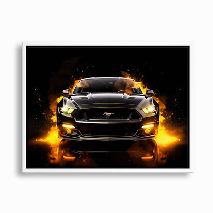 Ford Mustang Inferno Stare Wall Art – Black Muscle Car Canvas Print Cars