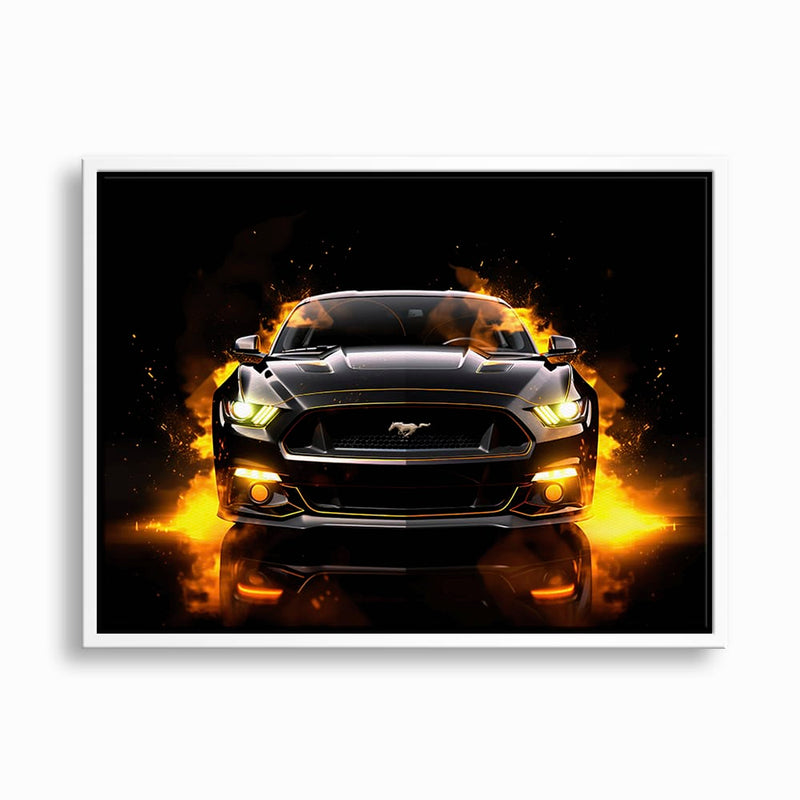 Ford Mustang Inferno Stare Wall Art – Black Muscle Car Canvas Print Cars