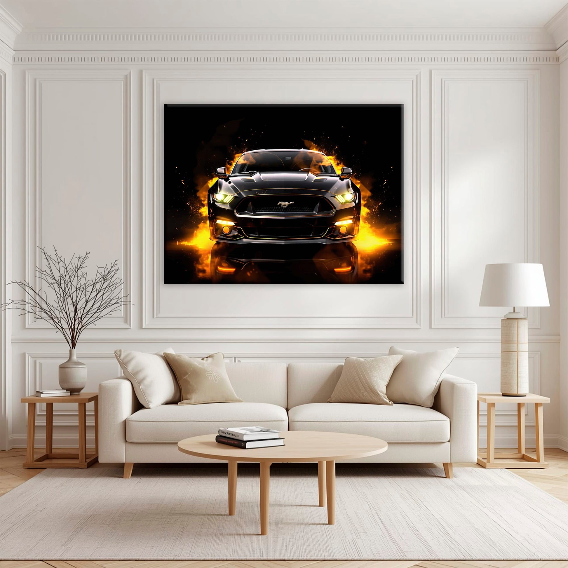 Ford Mustang Inferno Stare Wall Art – Black Muscle Car Canvas Print Cars