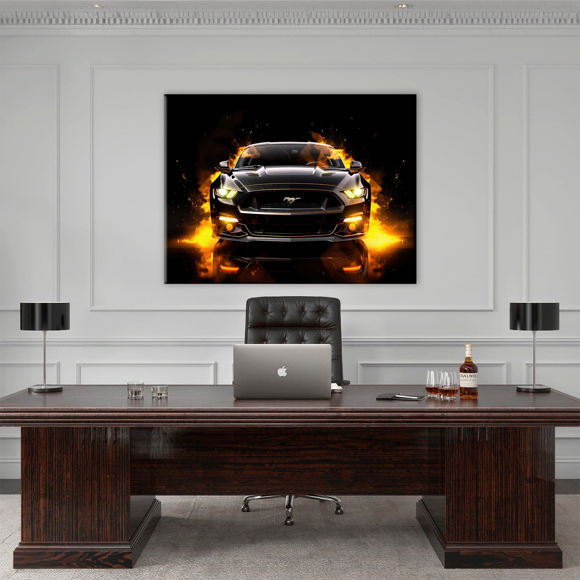 Ford Mustang Inferno Stare Wall Art – Black Muscle Car Canvas Print Cars