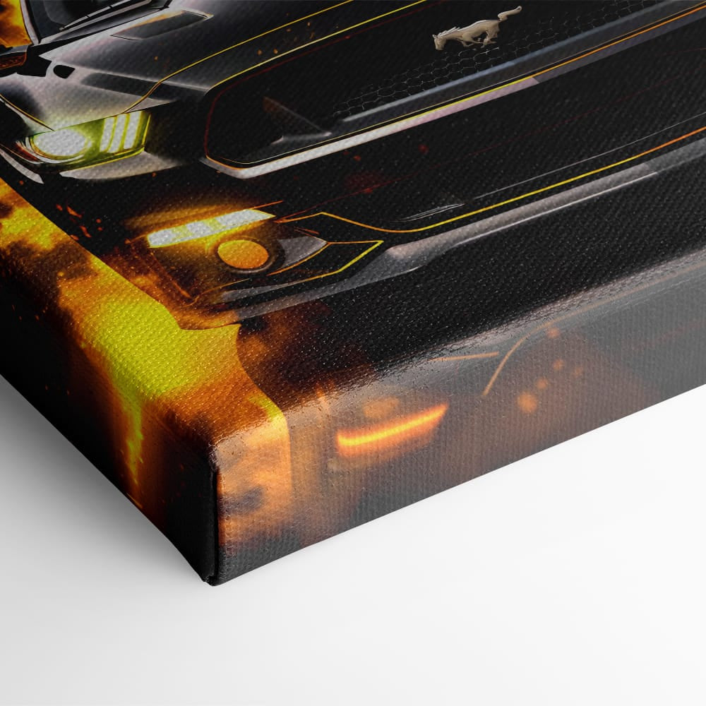 Ford Mustang Inferno Stare Wall Art – Black Muscle Car Canvas Print Cars