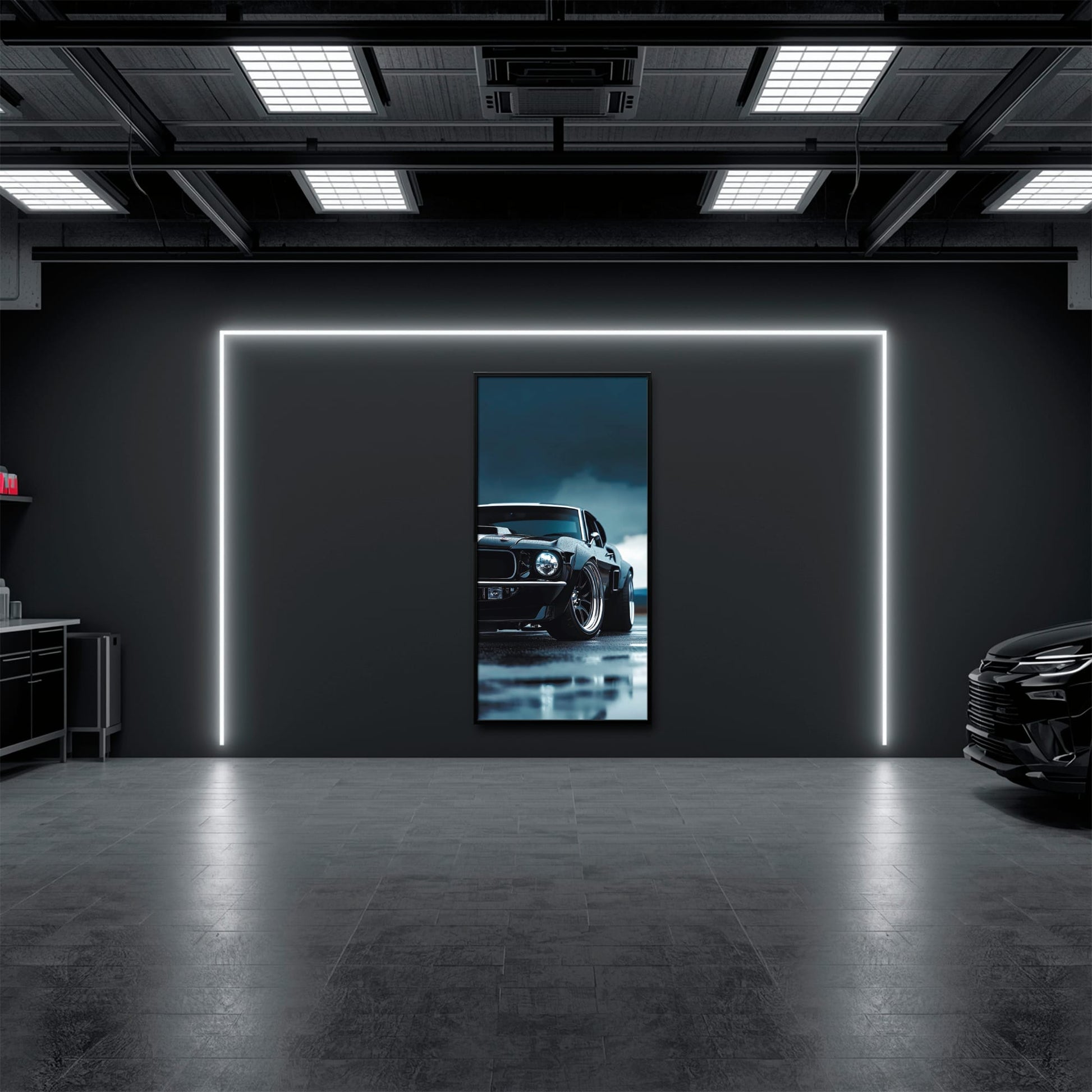 Ford Mustang Stormline Wall Art – Black Muscle Car Canvas Print Cars