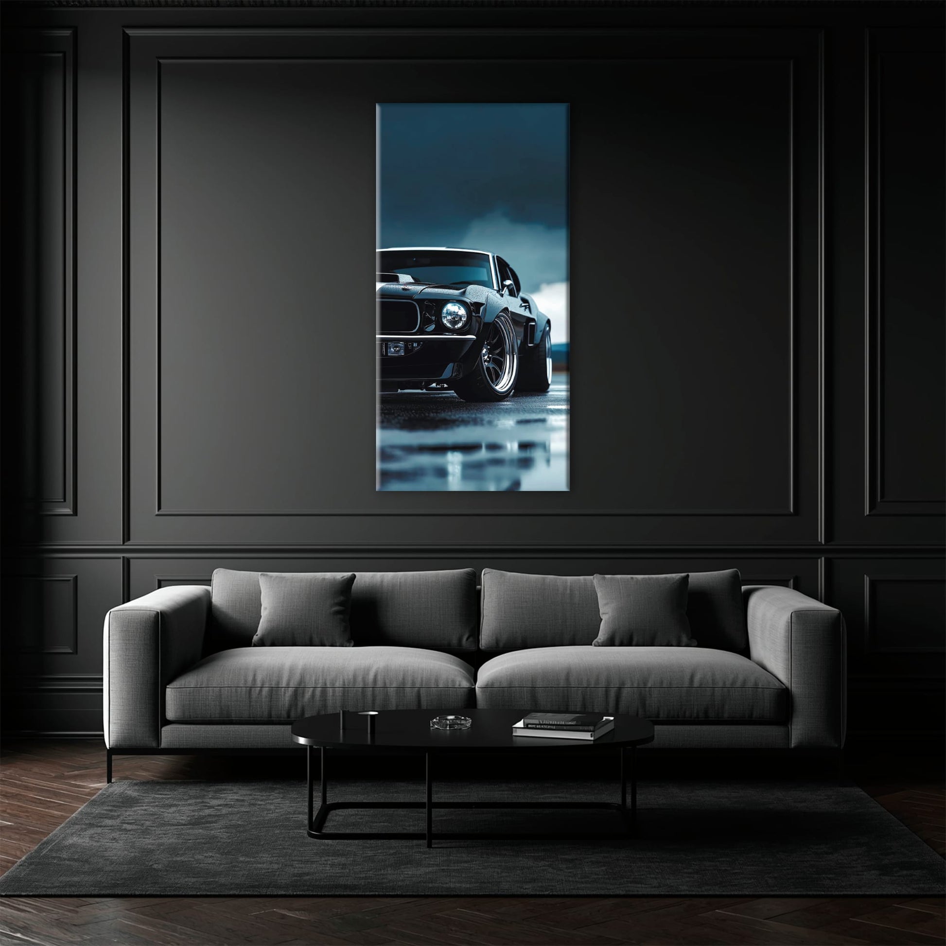 Ford Mustang Stormline Wall Art – Black Muscle Car Canvas Print Cars