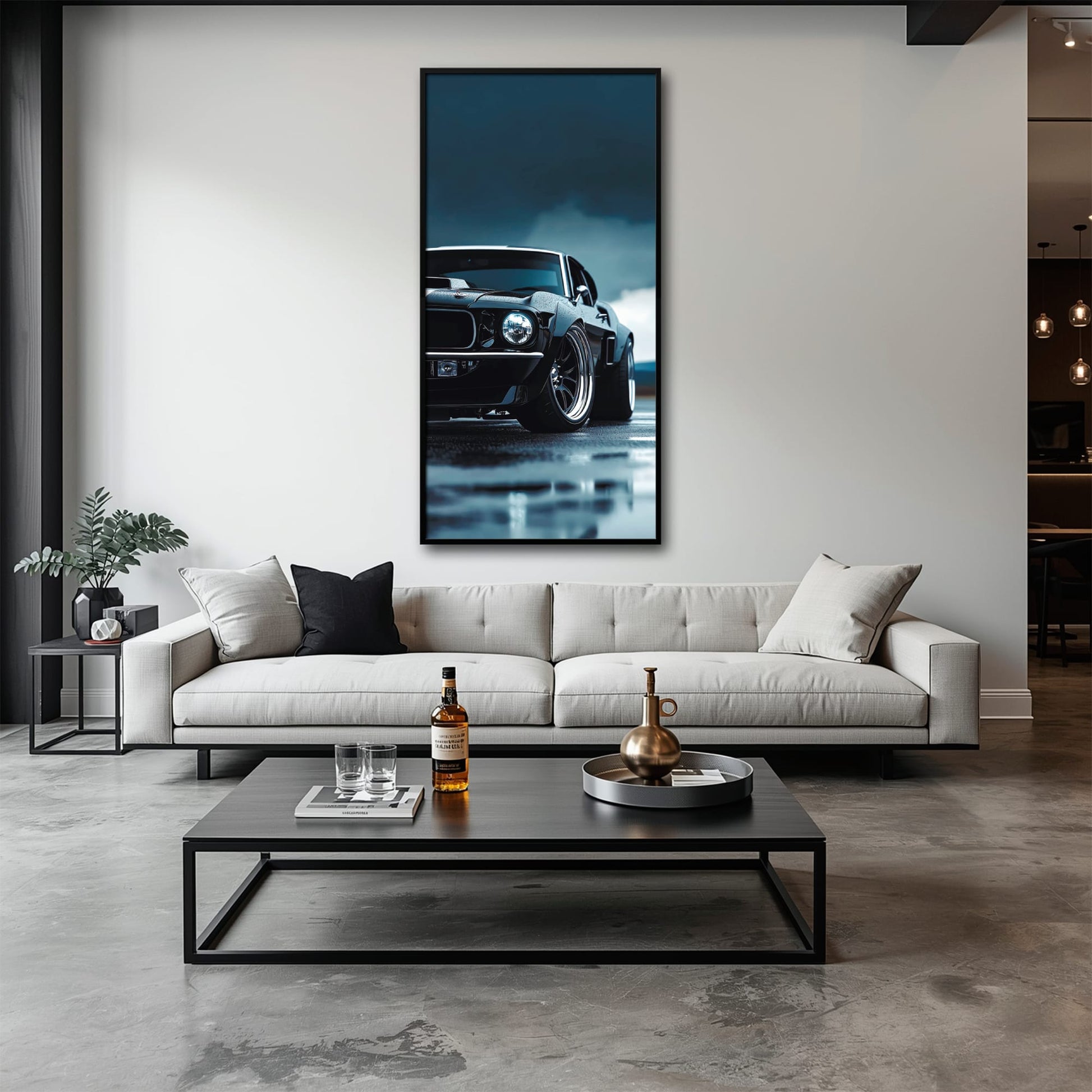 Ford Mustang Stormline Wall Art – Black Muscle Car Canvas Print Cars