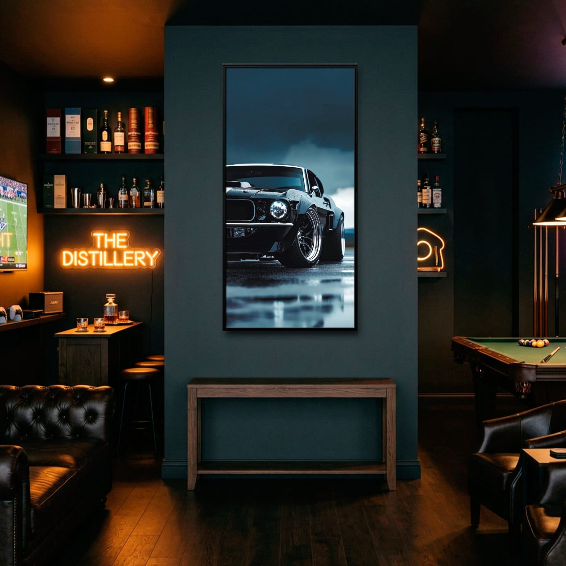 Ford Mustang Stormline Wall Art – Black Muscle Car Canvas Print Cars