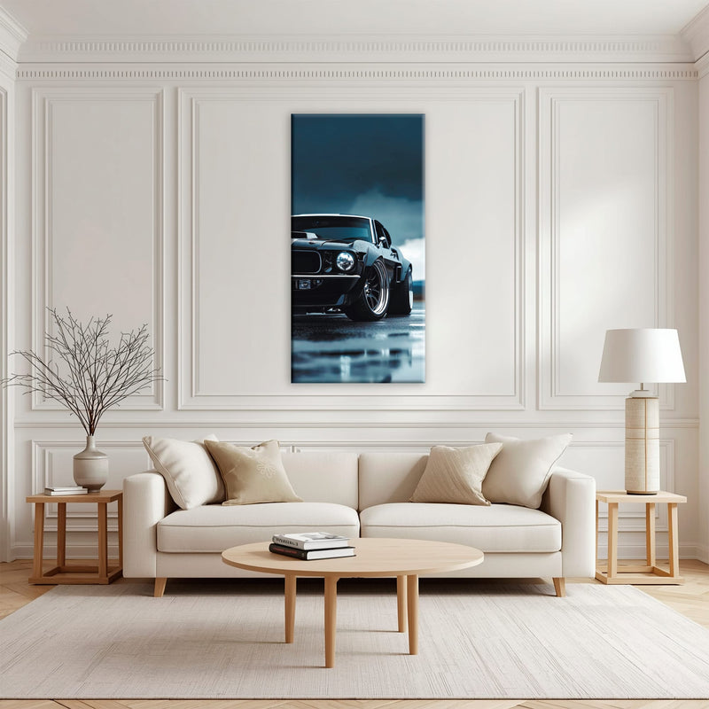 Ford Mustang Stormline Wall Art – Black Muscle Car Canvas Print Cars