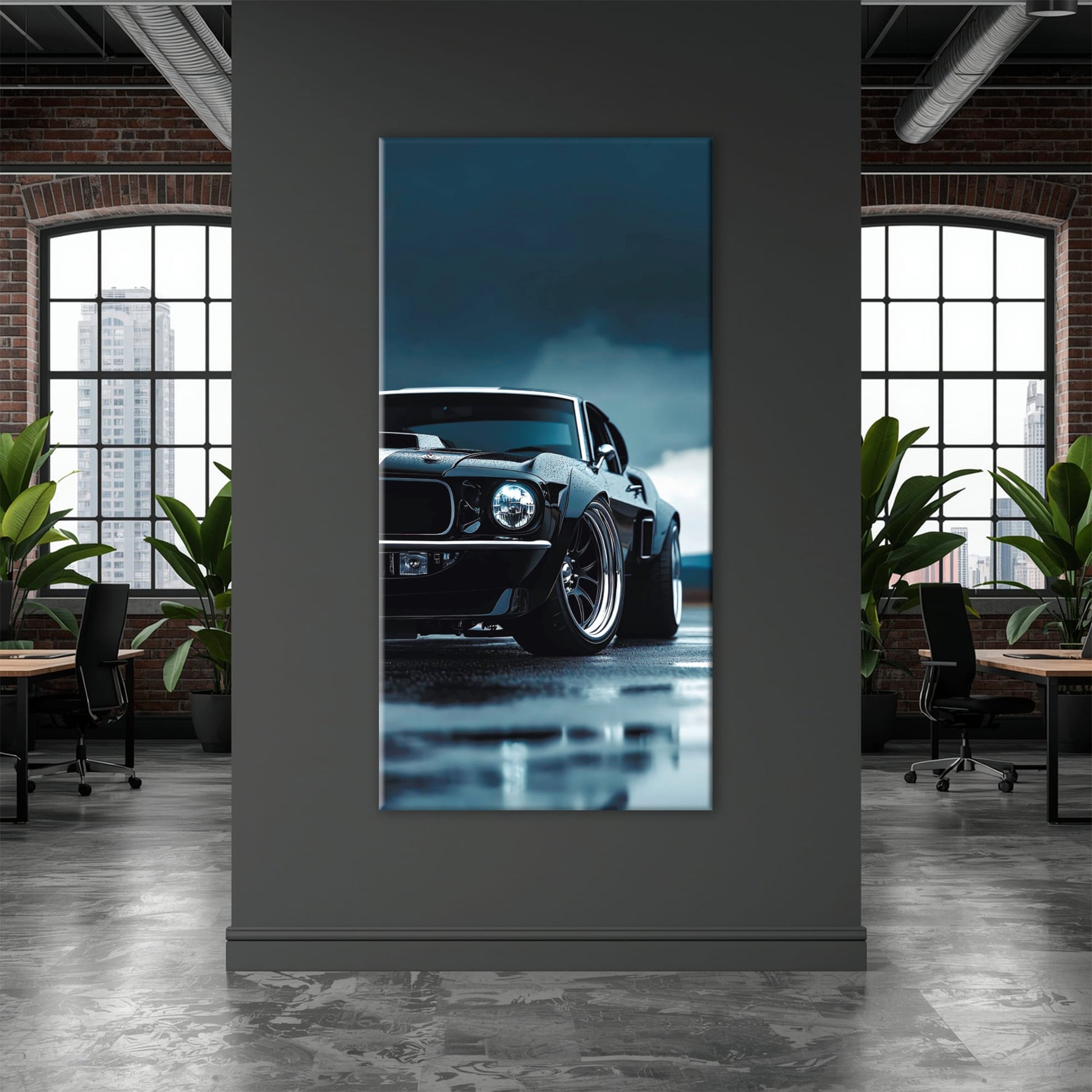 Ford Mustang Stormline Wall Art – Black Muscle Car Canvas Print Cars