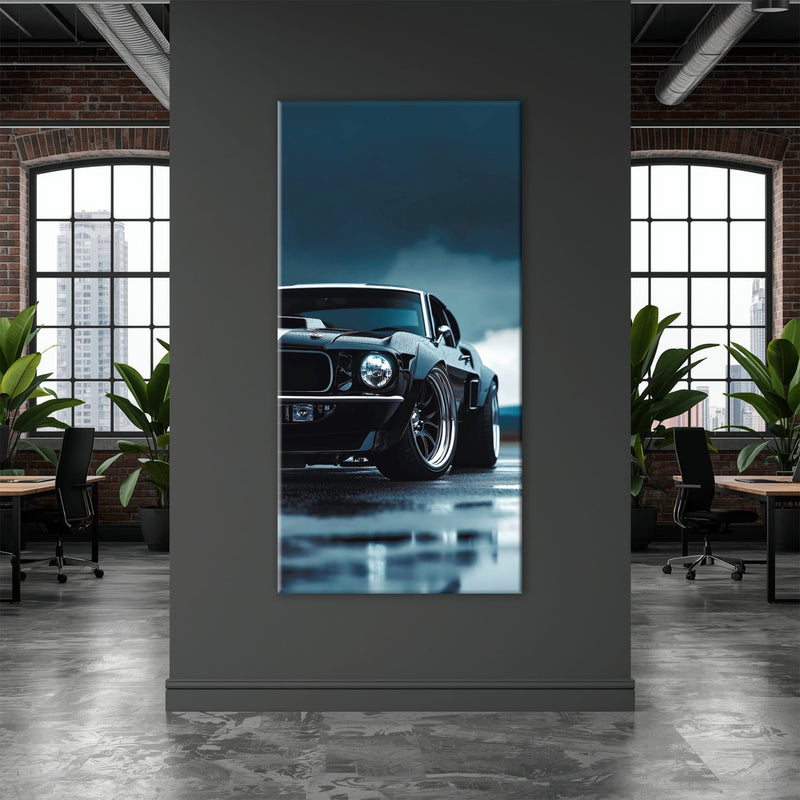 Ford Mustang Stormline Wall Art – Black Muscle Car Canvas Print Cars