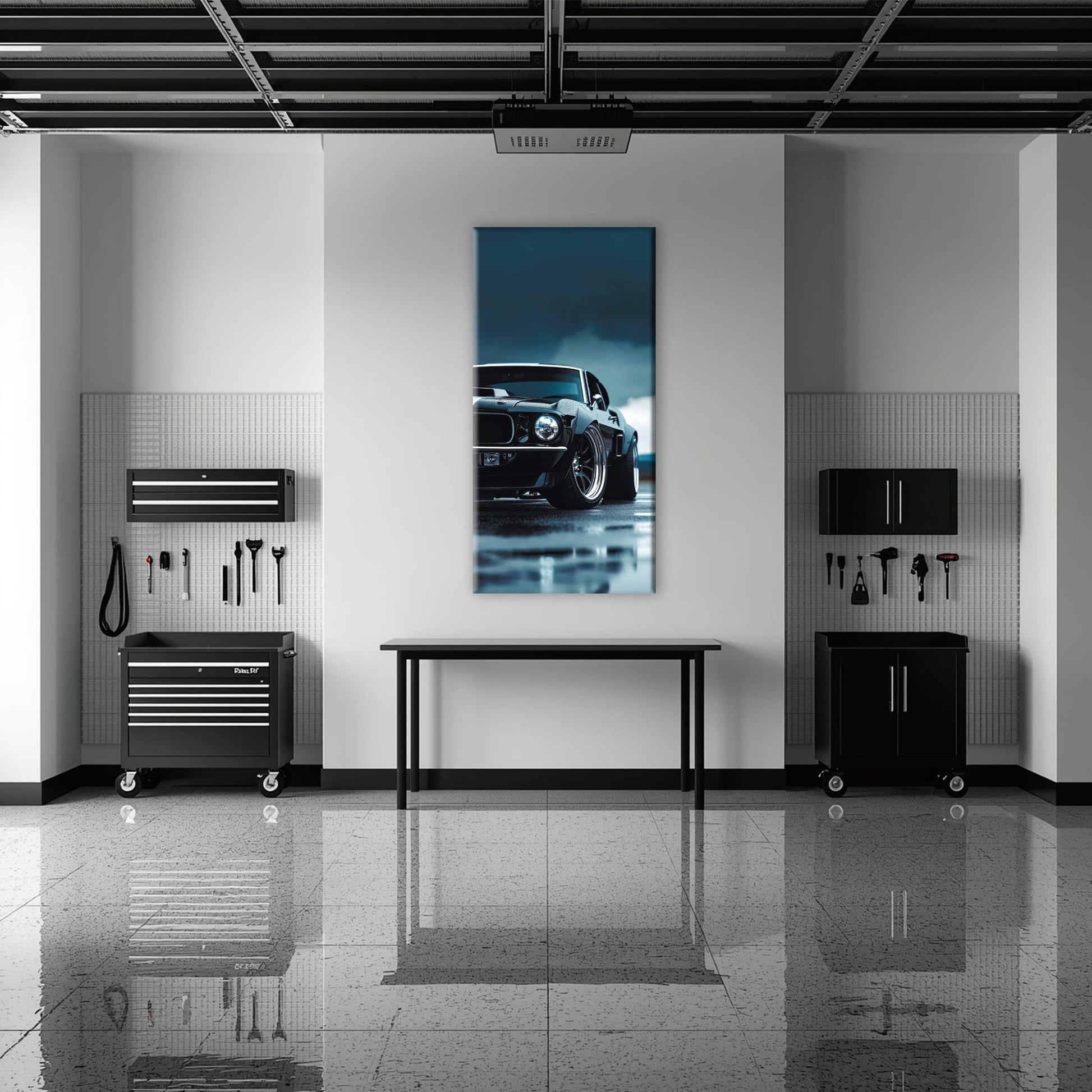 Ford Mustang Stormline Wall Art – Black Muscle Car Canvas Print Cars