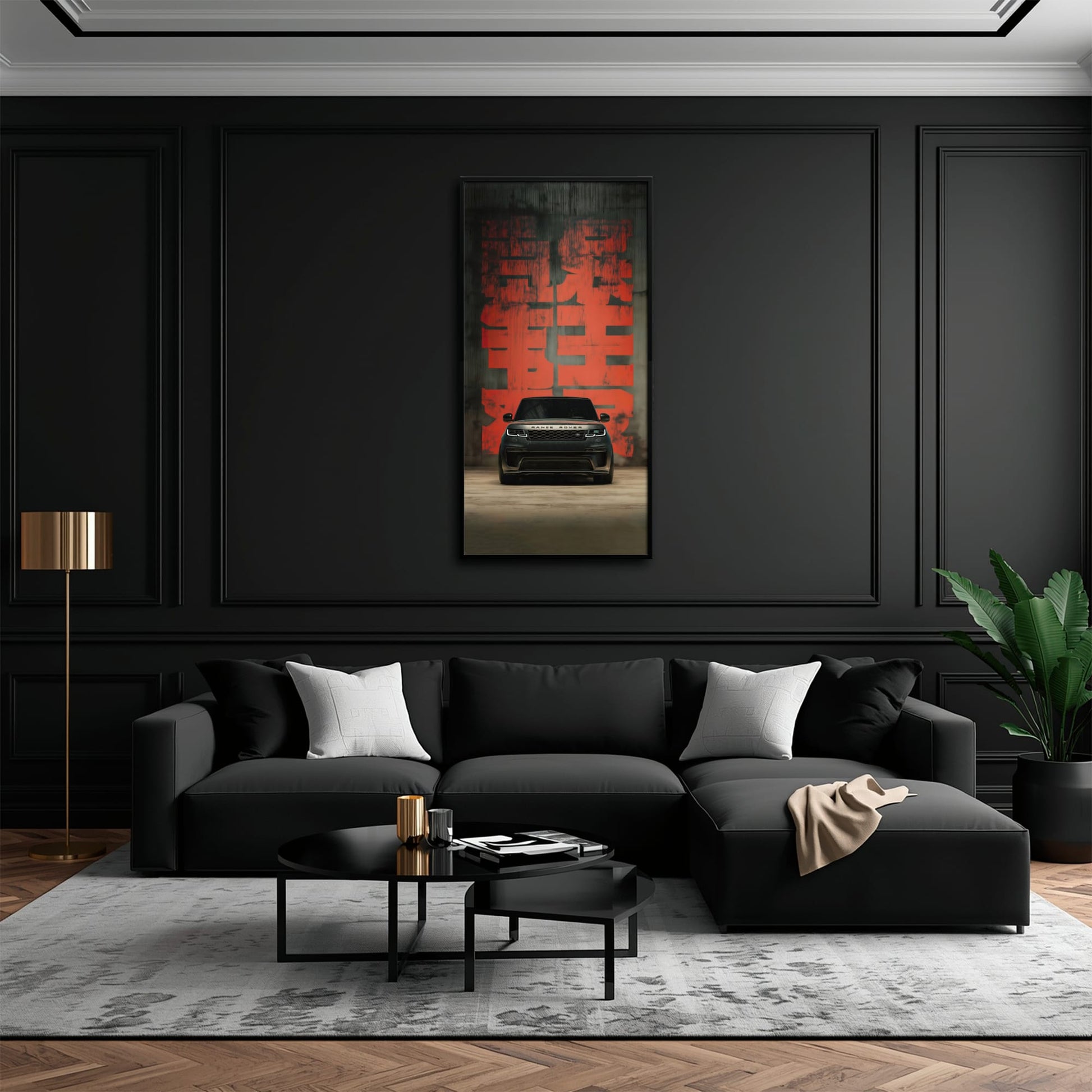 Range Rover Midnight Command Wall Art – Black Luxury SUV Canvas Print Cars