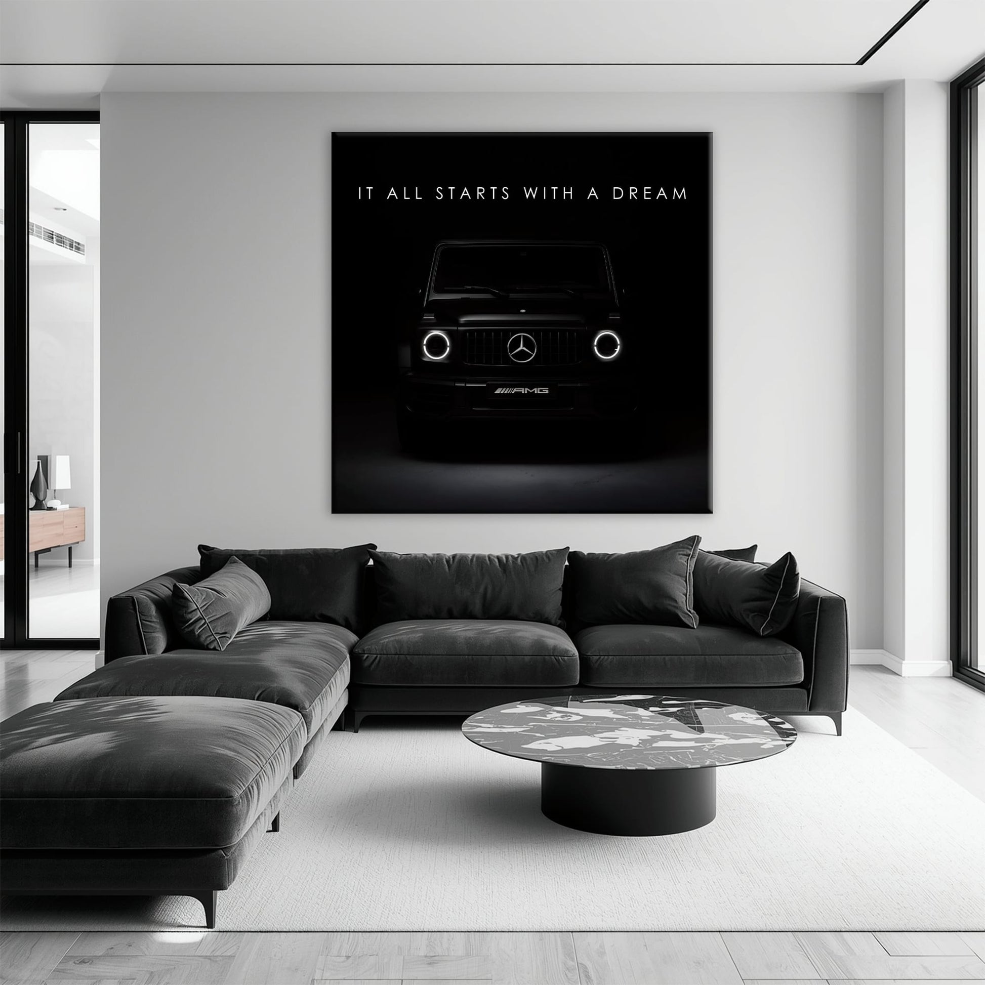 Mercedes G-Wagon Dream Signal Wall Art – Black AMG SUV Canvas Print Cars