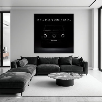 Mercedes G-Wagon Dream Signal Wall Art – Black AMG SUV Canvas Print Cars