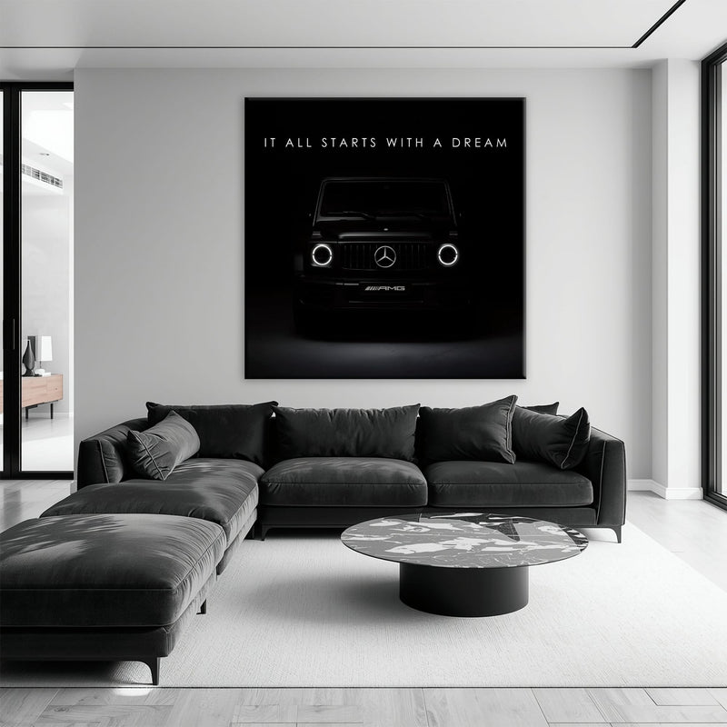 Mercedes G-Wagon Dream Signal Wall Art – Black AMG SUV Canvas Print Cars