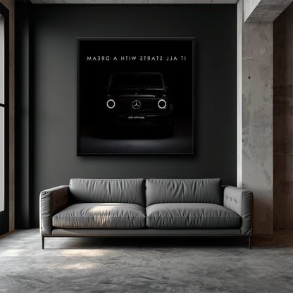 Mercedes G-Wagon Dream Signal Wall Art – Black AMG SUV Canvas Print Cars
